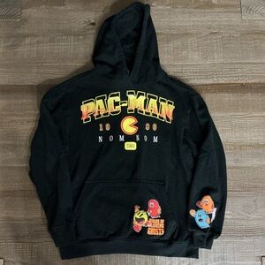 Pac-Man Hoodie 1980 Retro Style Graphics Nom Nom Bandai Namco Pocket Size Medium